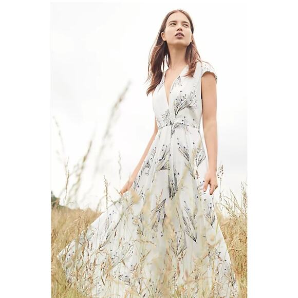 Free People Retro Boho Midi Dress Surplice V-Neck Size 4 Deep V Bohemian EUC - Picture 1 of 15